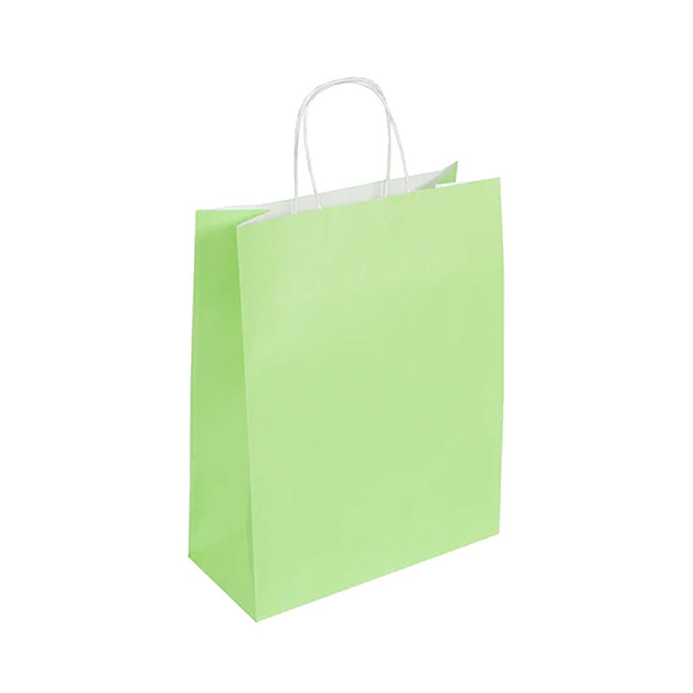 Pack of 25 Medium Lime Green Paper Gift Bags With Paper Twisted Handles