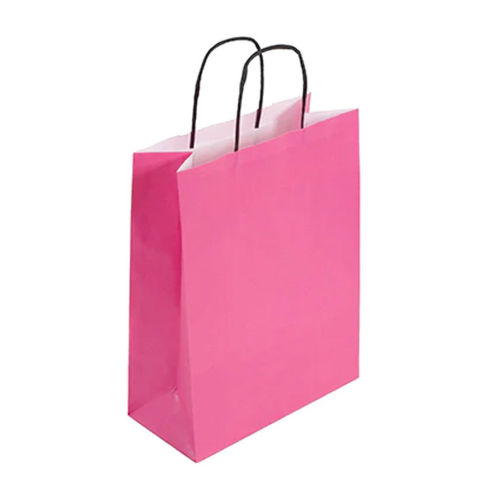 Pack of 25 Large Magenta Paper Gift Bags With Paper Twisted Handles