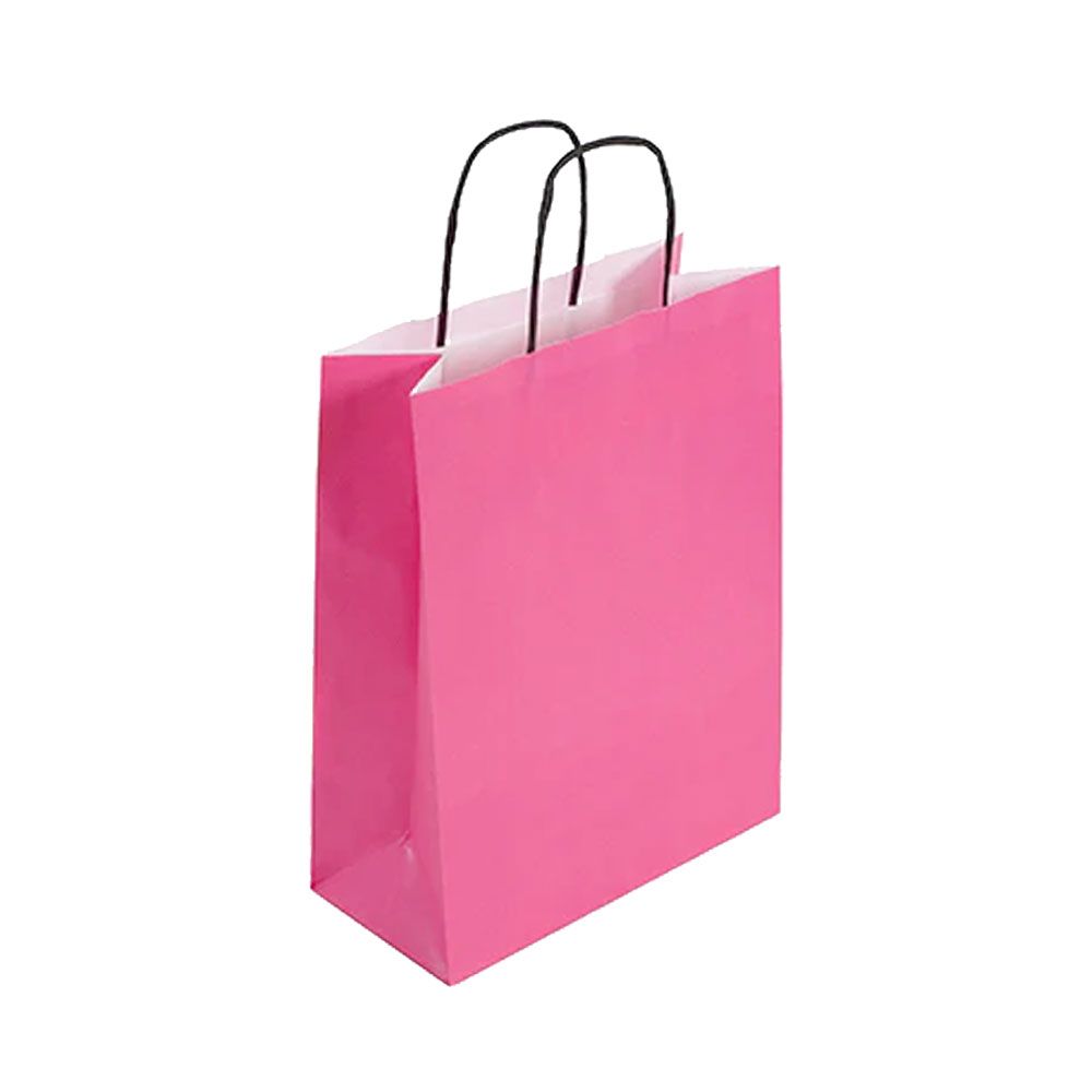 Pack of 25 Medium Magenta Paper Gift Bags With Paper Twisted Handles