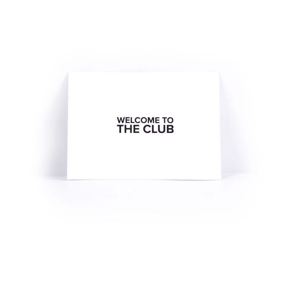 Welcome to the Club A6 Note Card in Black Foil Print