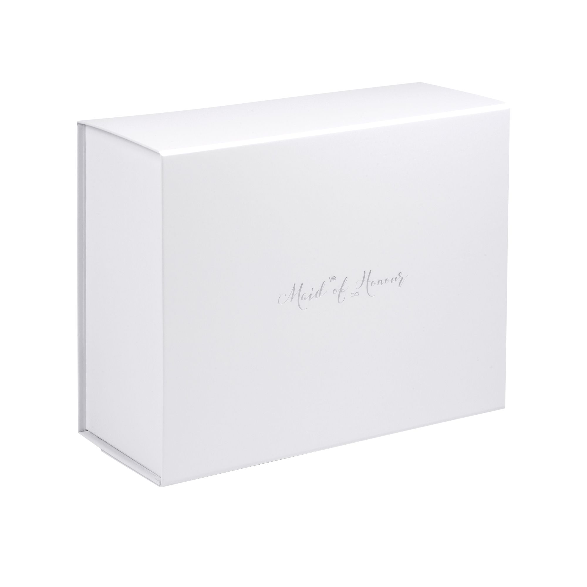 Deep White Maid of Honour Box in Matt Silver Foil | Bridal Party Collection
