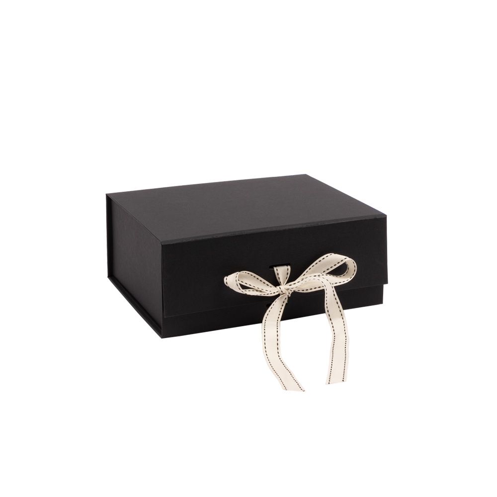 Medium Black Gift Box With Cut-Outs For Ribbon
