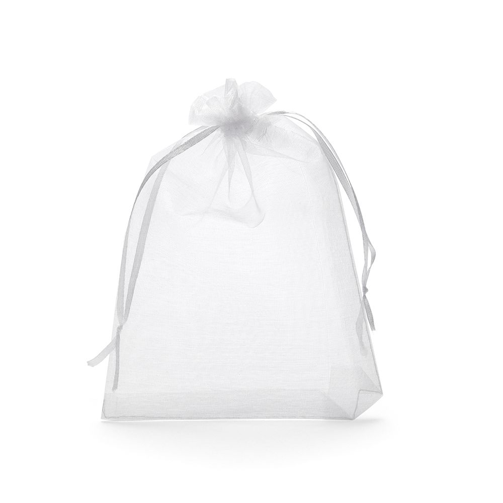 Large White Organza Pouch With Ribbon Drawstring