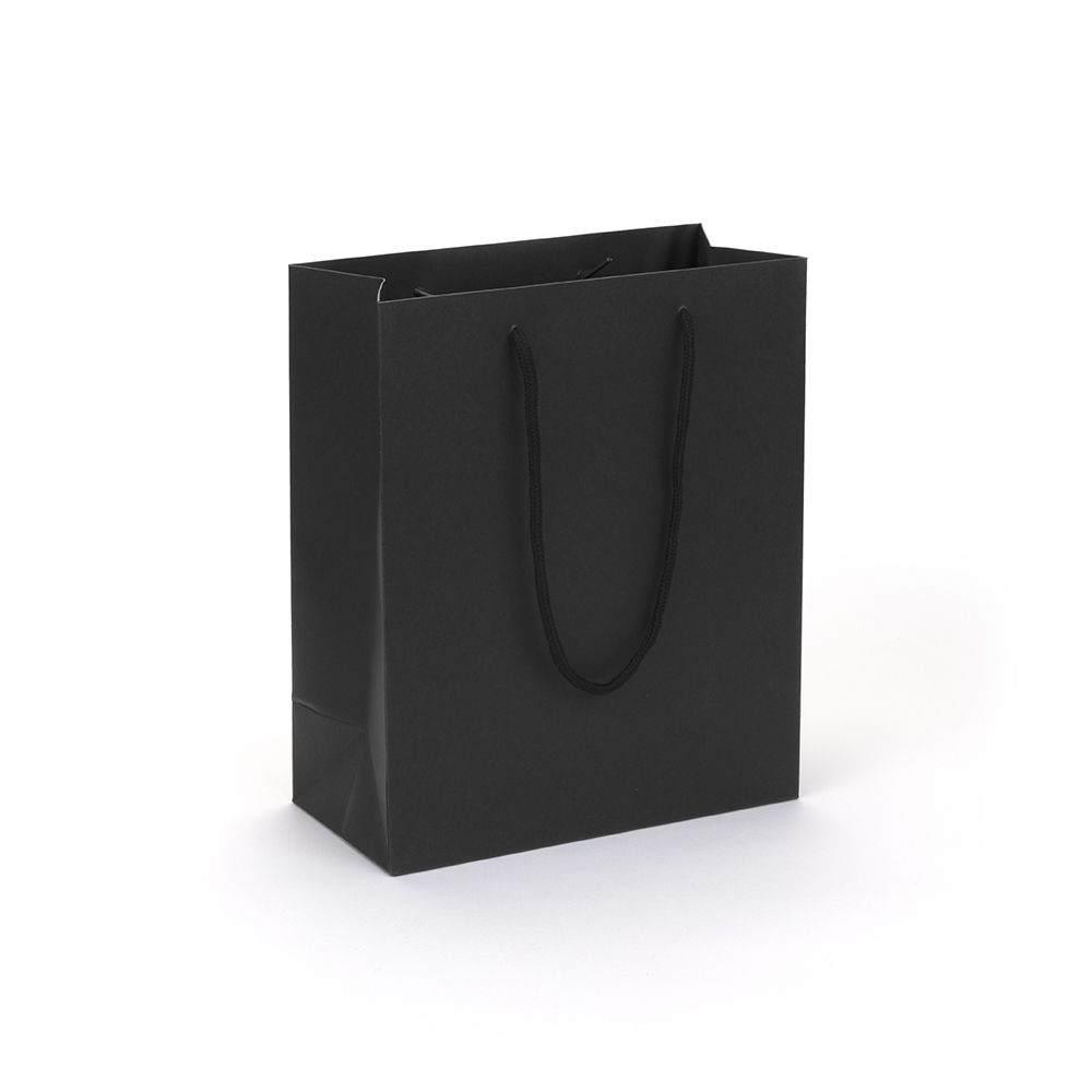 Large Portrait Black Paper Gift Bag With Rope Handles