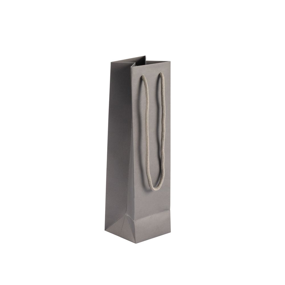 Bottle Portrait Grey Paper Gift Bag With Rope Handles