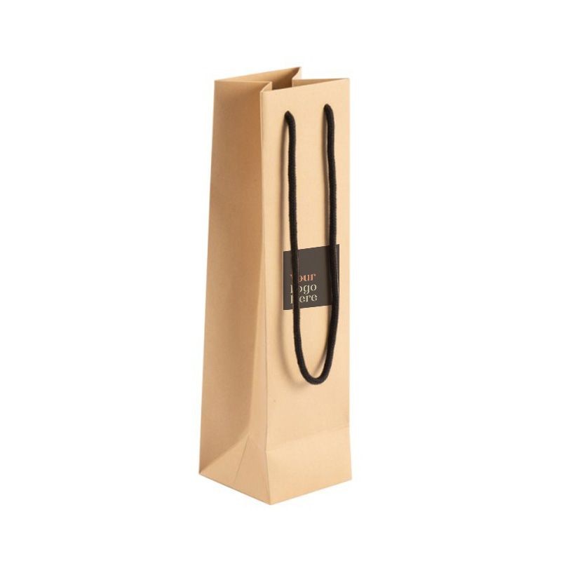 Digital Printed Bottle Portrait Kraft Brown Paper Gift Bag With Rope Handles