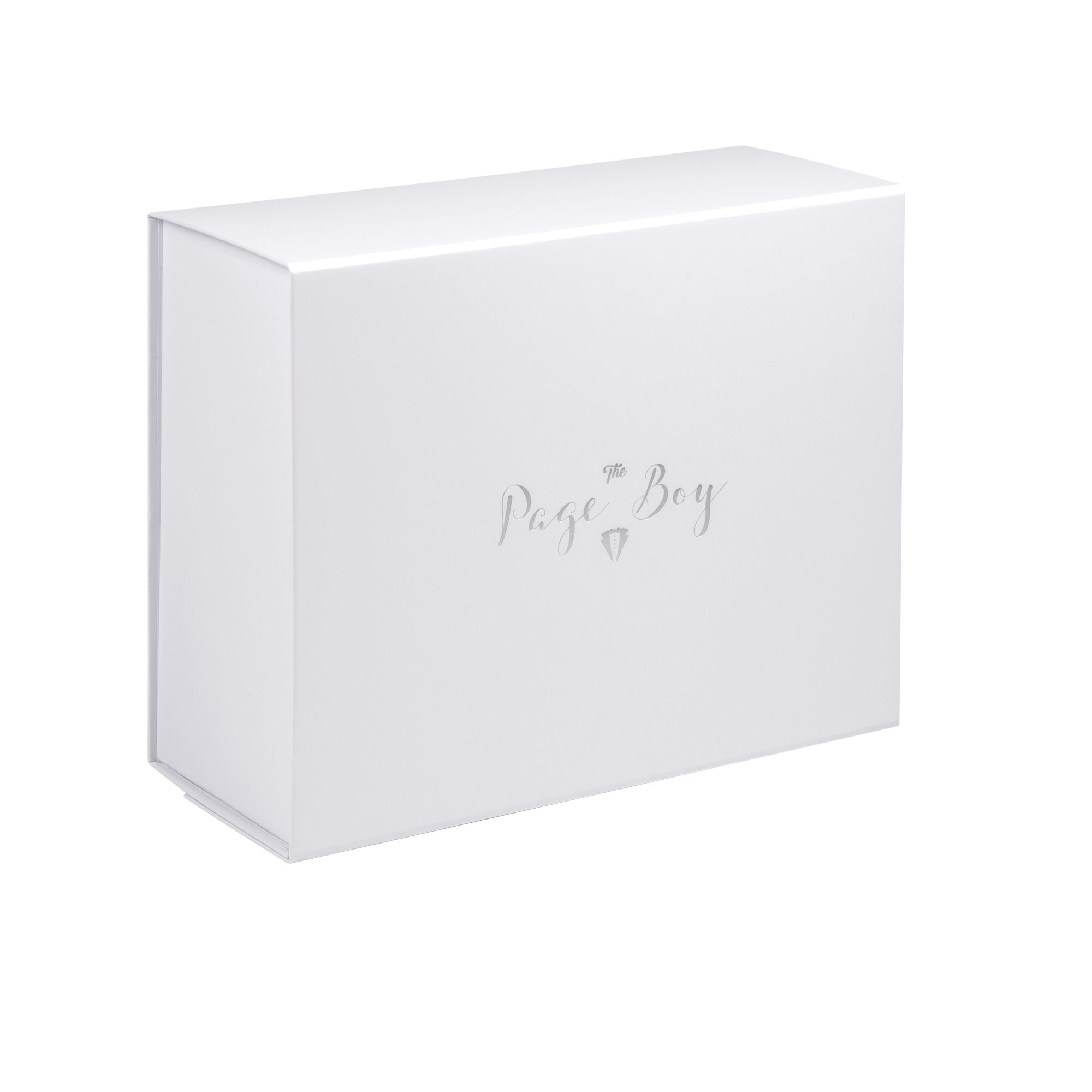 Deep White Page Boy Box in Matt Silver Foil | Bridal Party Collection