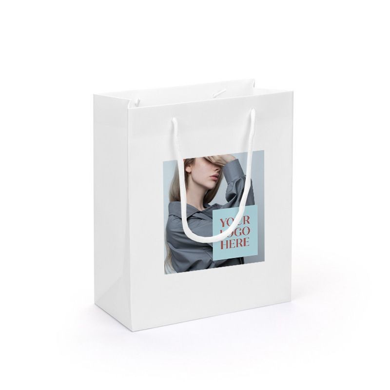 Digital Printed Large Portrait White Paper Gift Bag With Rope Handles