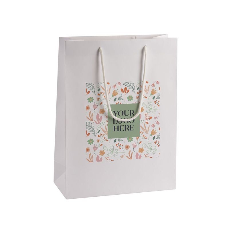 Digital Printed Extra Large Portrait White Paper Gift Bag With Rope Handles