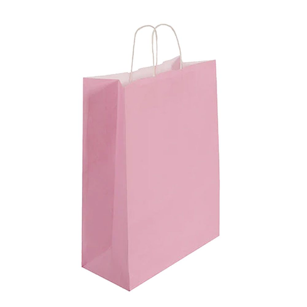  Pack of 25 Large Pink Paper Gift Bags With Paper Twisted Handles