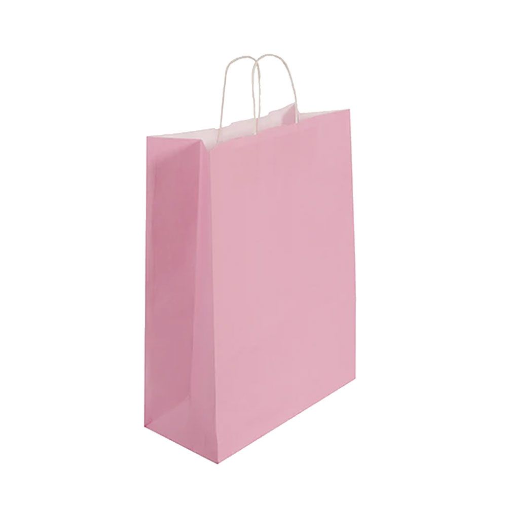 Pack of 25 Medium Pink Paper Gift Bags With Paper Twisted Handles