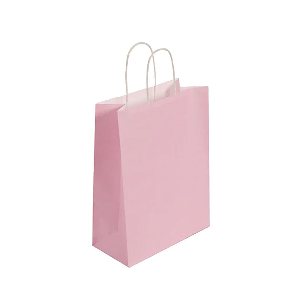 Pack of 25 Small Pink Paper Gift Bags With Paper Twisted Handles