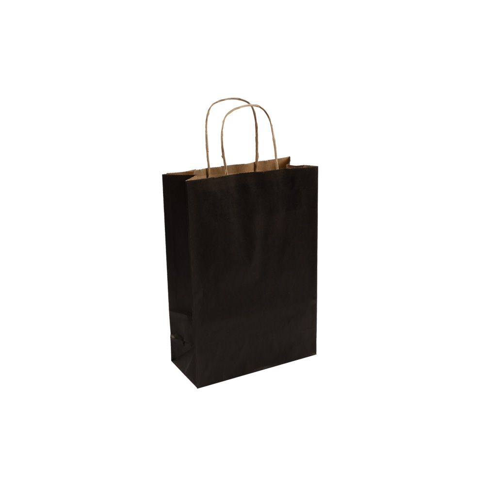 Essentials Portrait Black Paper Gift Bag With Paper Twisted Handles