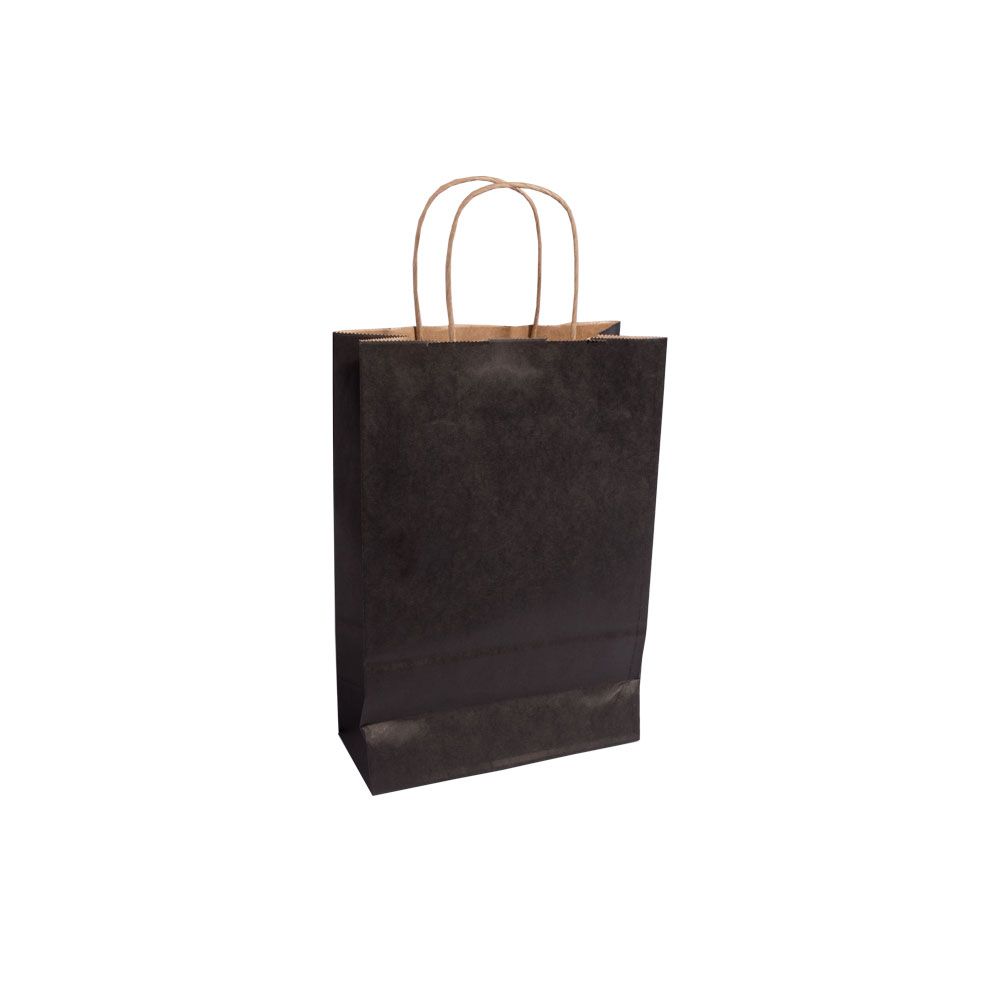 Essentials Range Large Black Paper Gift Bag With Paper Twisted Handles