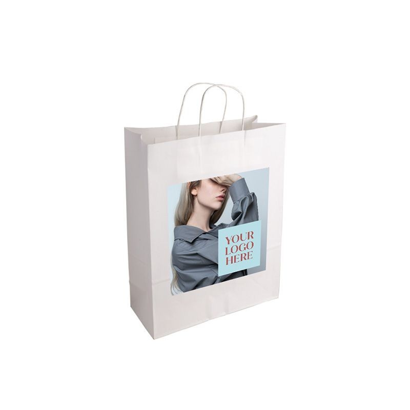 Digital Printed Essentials Medium White Paper Gift Bag With Paper Twisted Handles