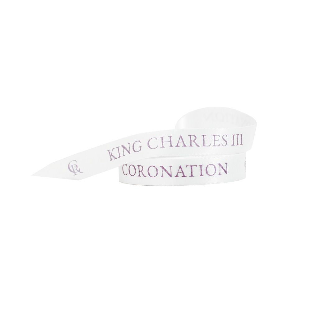Purple King&#039;s Coronation White Double Faced Satin Ribbon 10 metres x 15mm