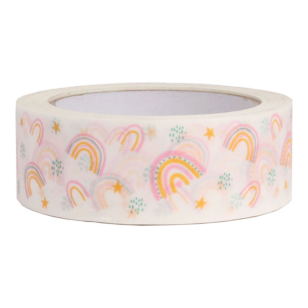 White Paper Tape with Rainbows 50 metres x 37.5mm