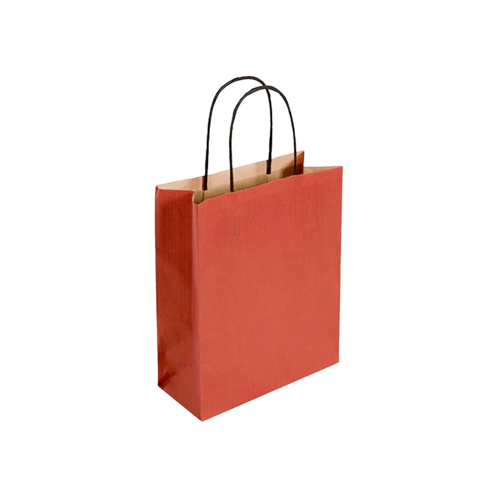 Pack of 25 Small Red Paper Gift Bags With Paper Twisted Handles