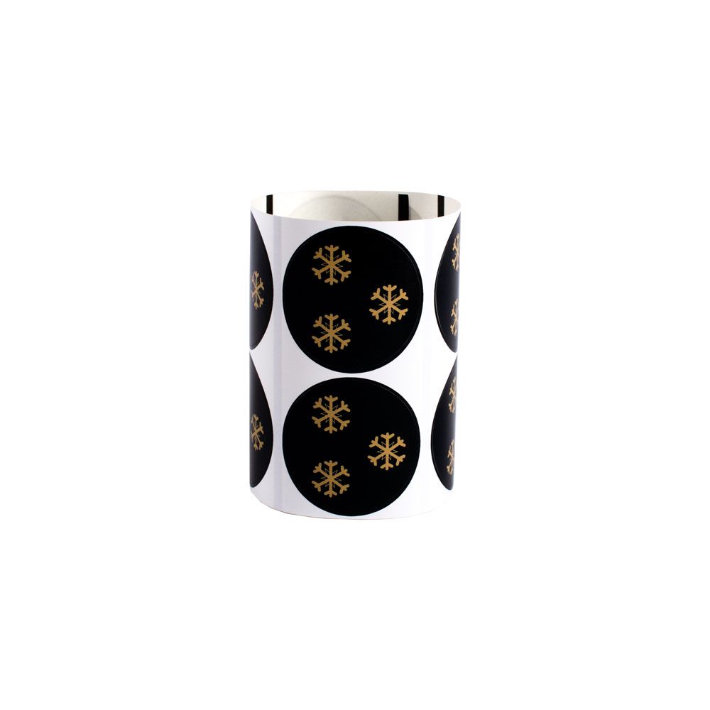 Christmas Black Gloss Gold Snowflakes Stickers 40mm - Pack of 10