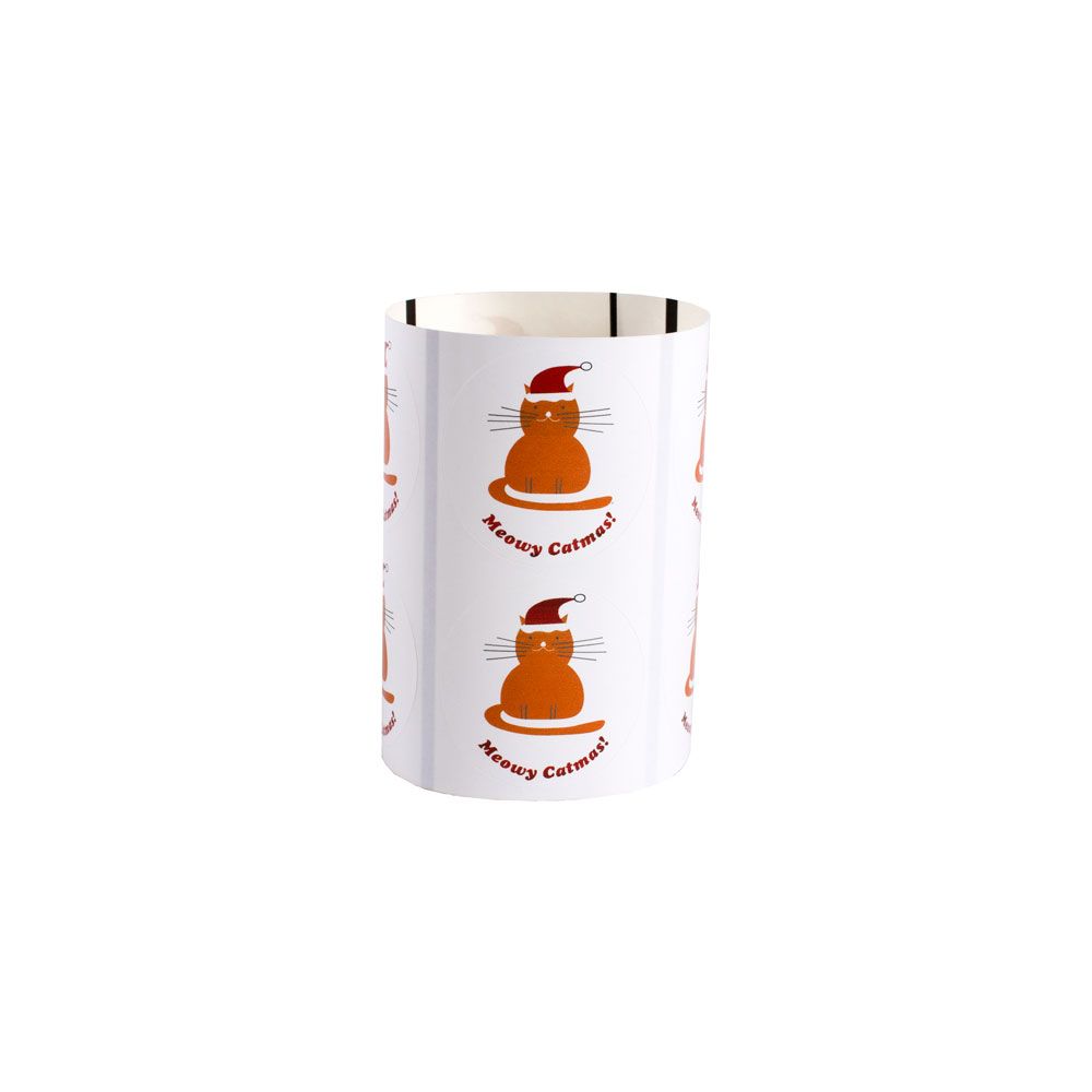 Christmas Orange Cat Gloss Stickers 40mm - Pack of 10