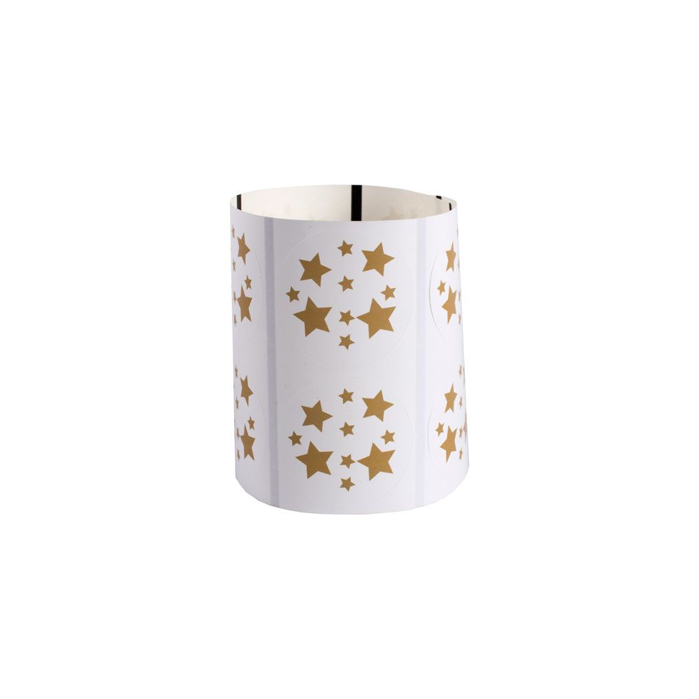Christmas White Gloss Gold Stars Stickers 40mm - Pack of 10