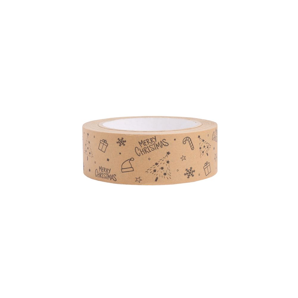 Merry Christmas Kraft Paper Tape 50 metres x 37.5mm
