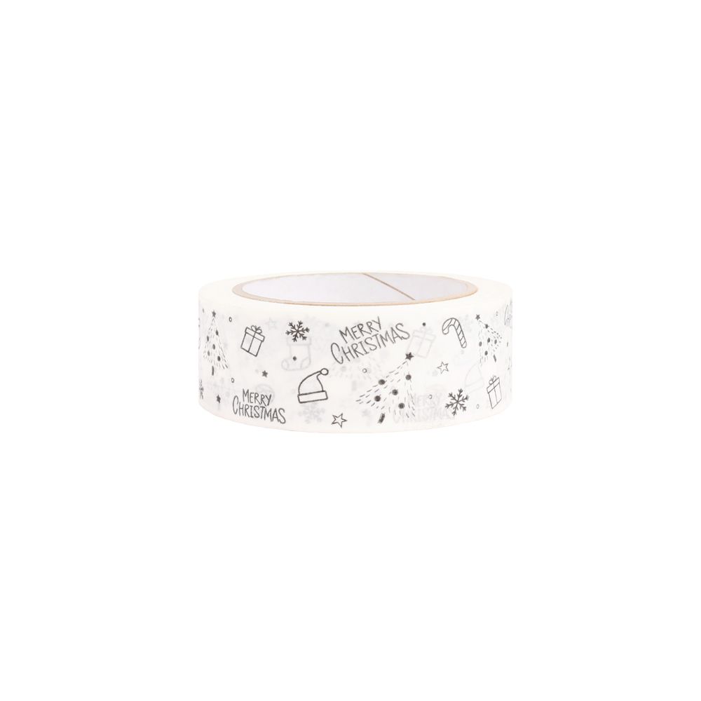 Merry Christmas White Paper Tape 50 metres x 37.5mm