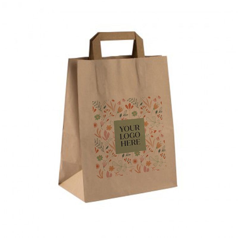 Digital Printed Large Kraft Brown Tape Handle Paper Carrier Bag