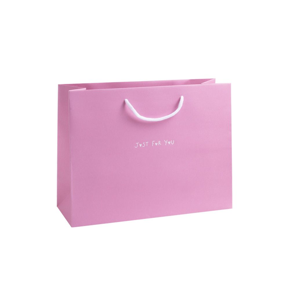 &#039;Just For You&#039; Large Landscape Fondant Pink Paper Gift Bag with Rope Handles