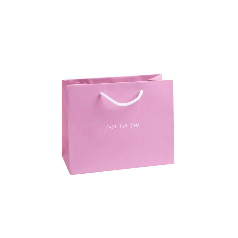 &#039;Just For You&#039; Medium Landscape Fondant Pink Paper Gift Bag With Rope Handles