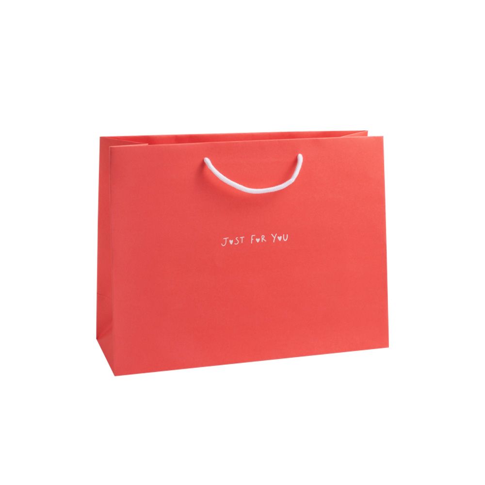 &#039;Just For You&#039; Large Landscape Radiant Red Paper Gift Bag with Rope Handles