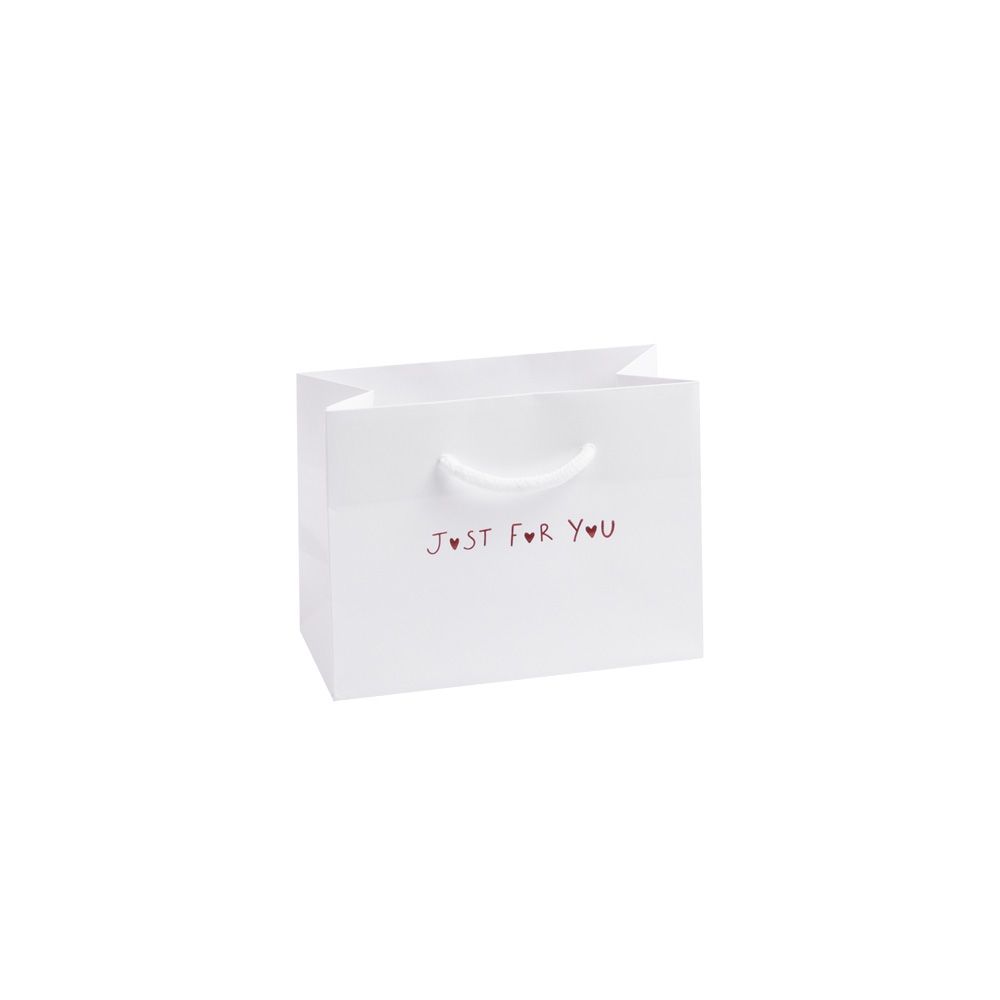 &#039;Just For You&#039; Small Landscape White Paper Gift Bag with Rope Handles