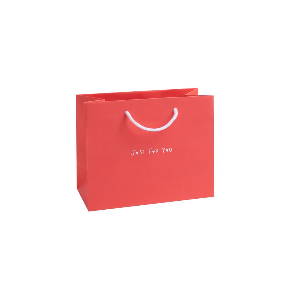 &#039;Just For You&#039; Medium Landscape Radiant Red Paper Gift Bag with Rope Handles