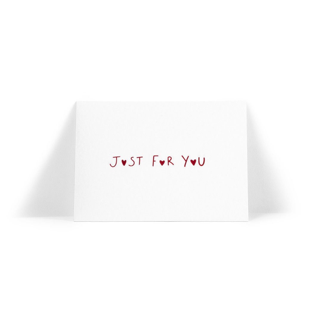 Just For You White A6 Note Card