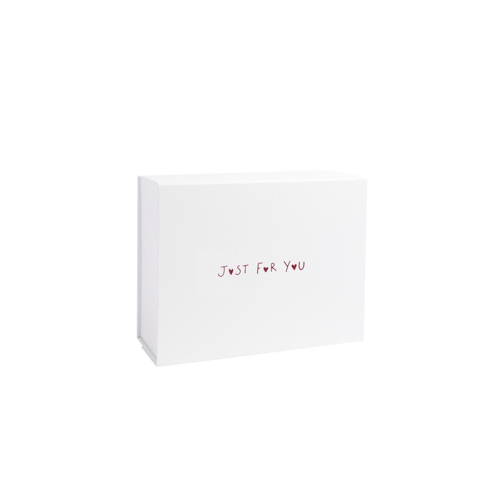 Just For You Valentine&#039;s Day Medium White Gift Box With Cut Outs For Ribbon