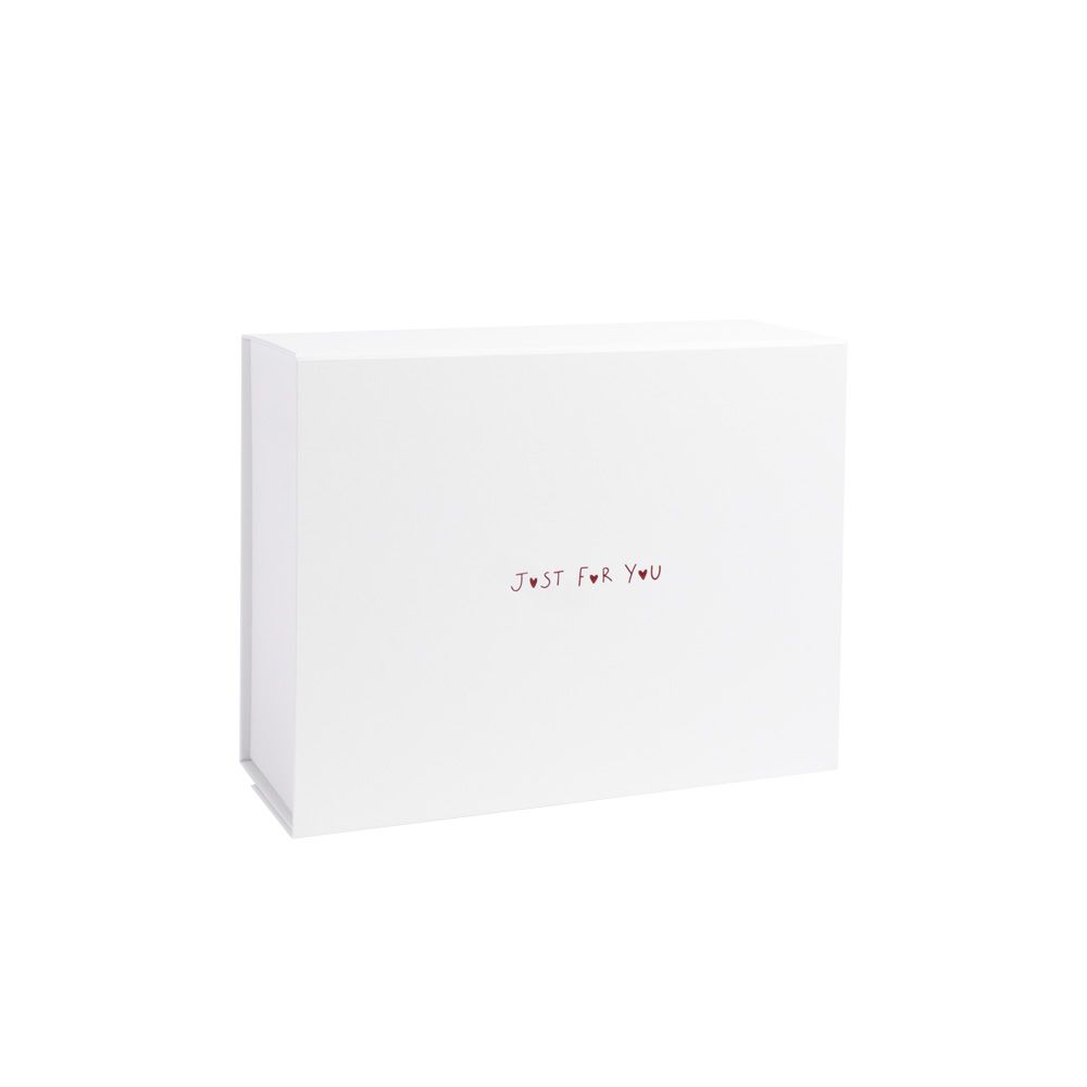 Just For You Valentine&#039;s Day Deep White Gift Box With Cut Outs For Ribbon
