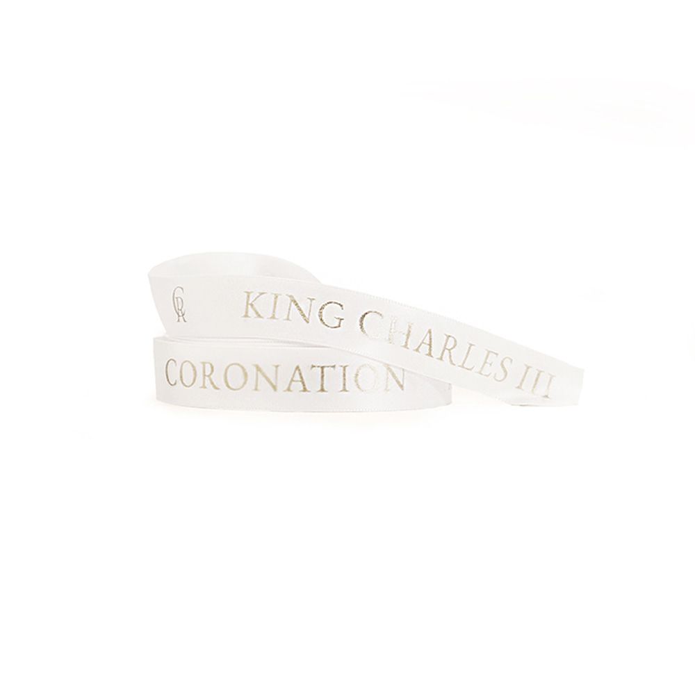 Gold King&#039;s Coronation White Double Faced Satin Ribbon 10 metres x 15mm