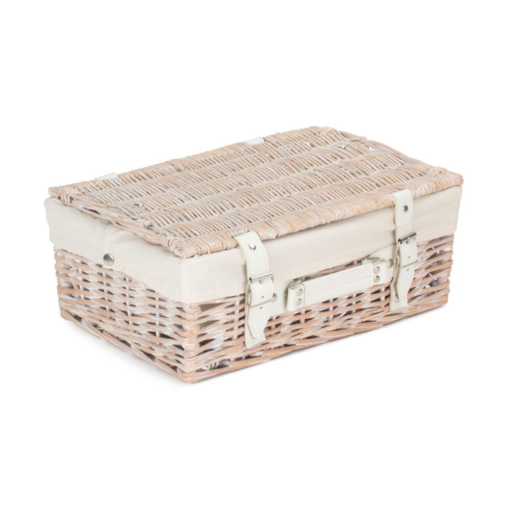 Pack of 5 White Wicker Hampers with White Lining | Small