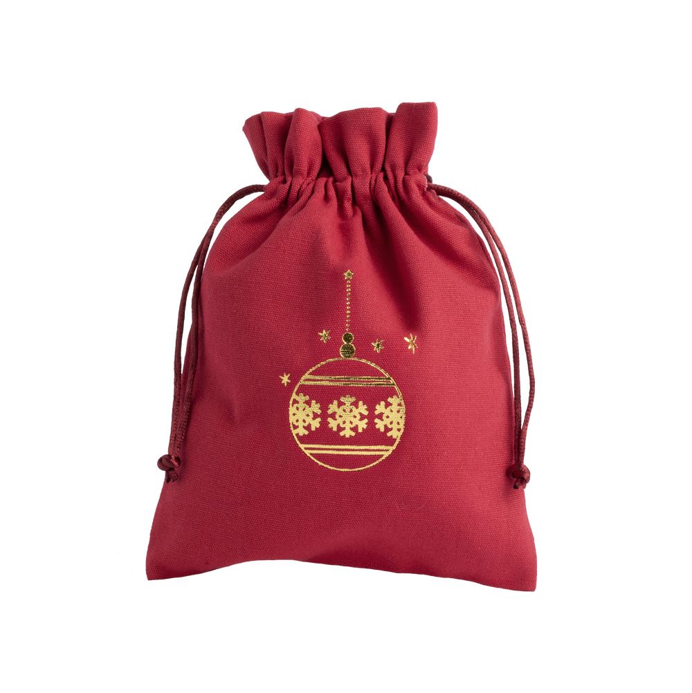 Christmas Cotton Bag Red Large Gold Bauble
