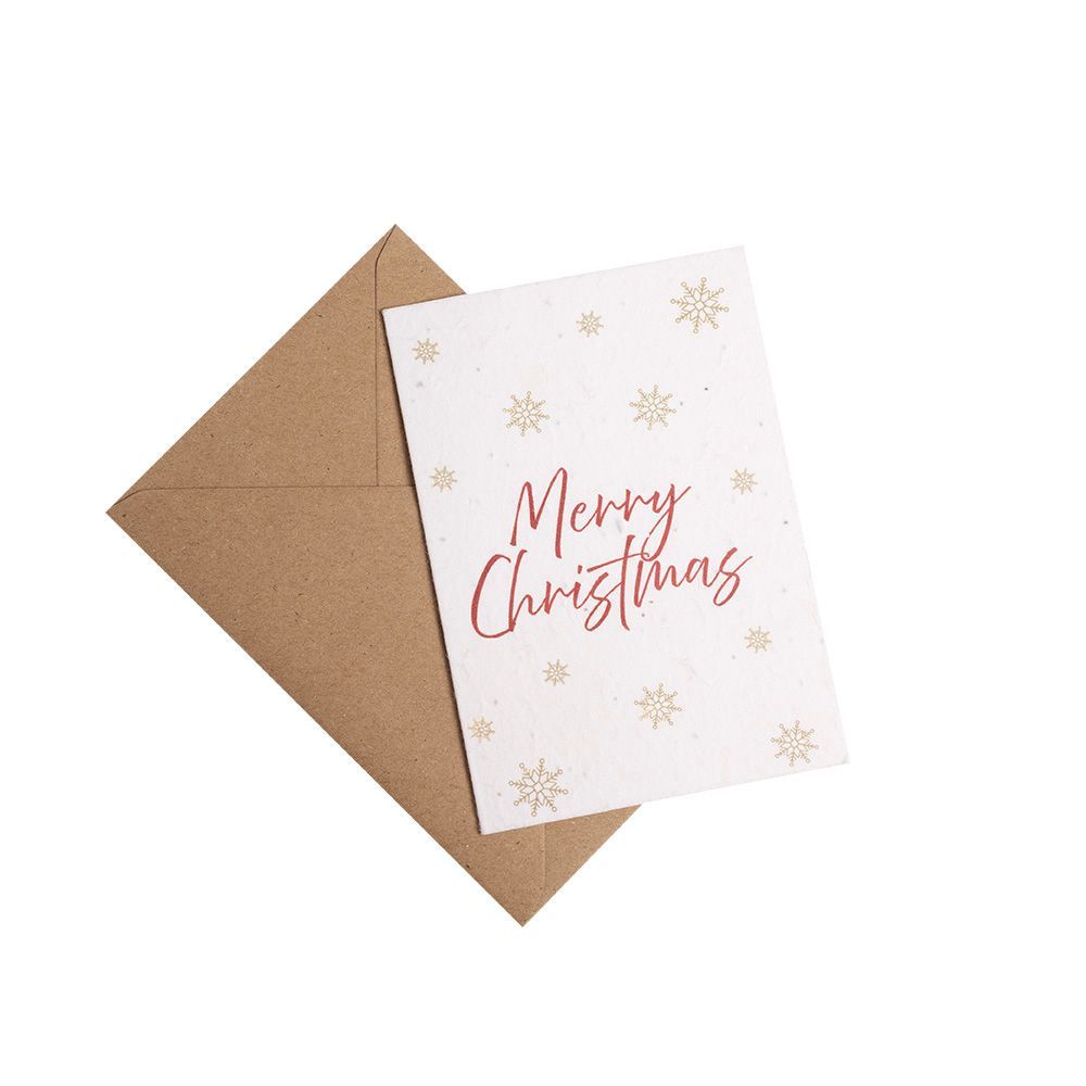 A6 Plantable Merry Christmas Card with Red Text