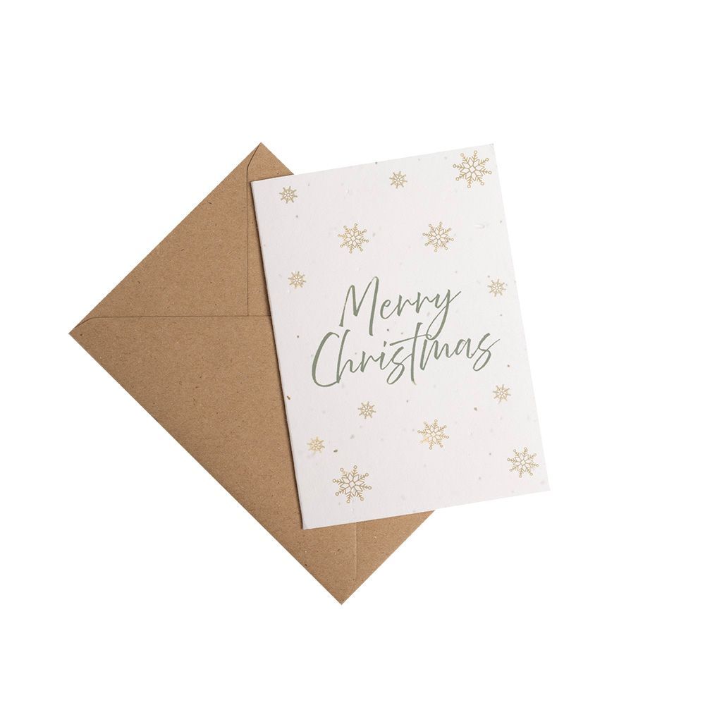 A6 Plantable Merry Christmas Card with Snowflakes