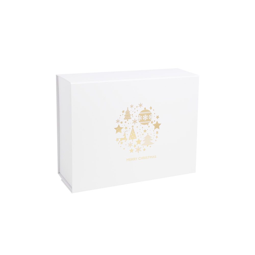 Metallic Gold Circle White Merry Christmas Box