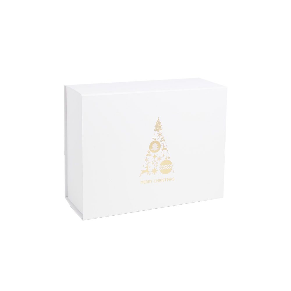 Metallic Gold Tree White Merry Christmas Box 