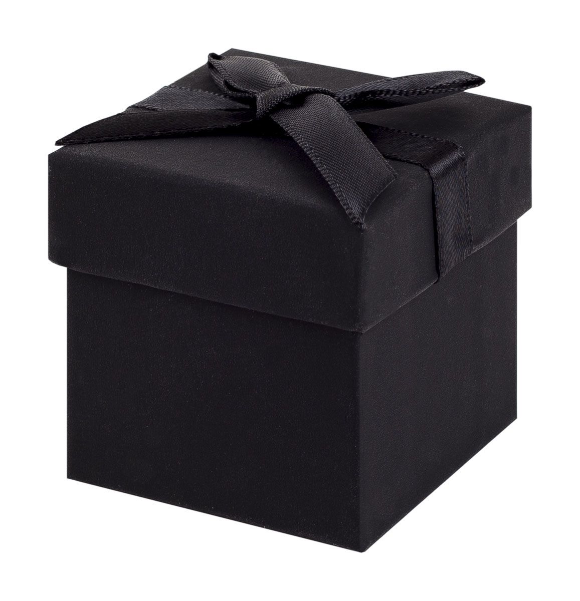 Black Earring Cube Gift Box with Black Ribbon Bow