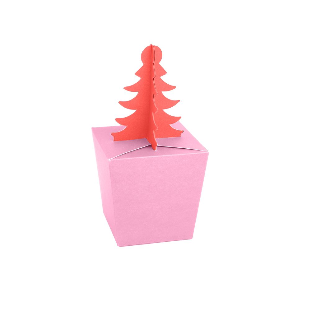 Fondant Pink and Radiant Red Flat Pack Christmas Tree Gift Box
