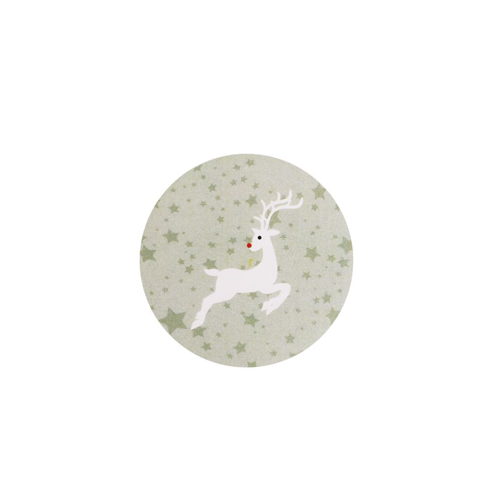Christmas Green Reindeer Stickers 40mm - Pack of 10