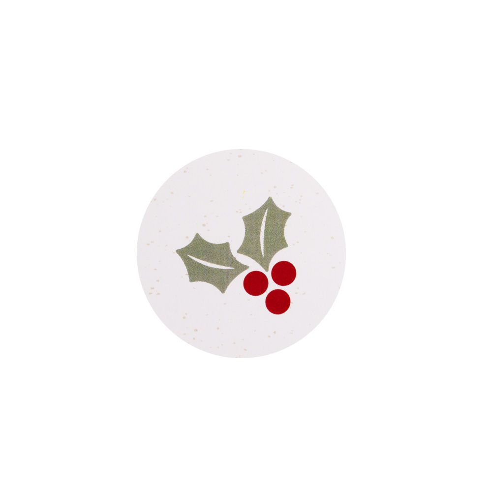 Christmas Holly White Stickers 40mm - Pack of 10